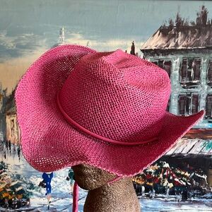 Pink Woven Women's Sun Hat